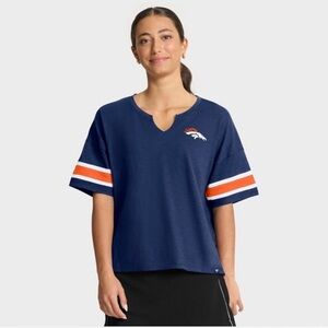 Denver Broncos Women's Navy Short-Sleeve Notch Tee